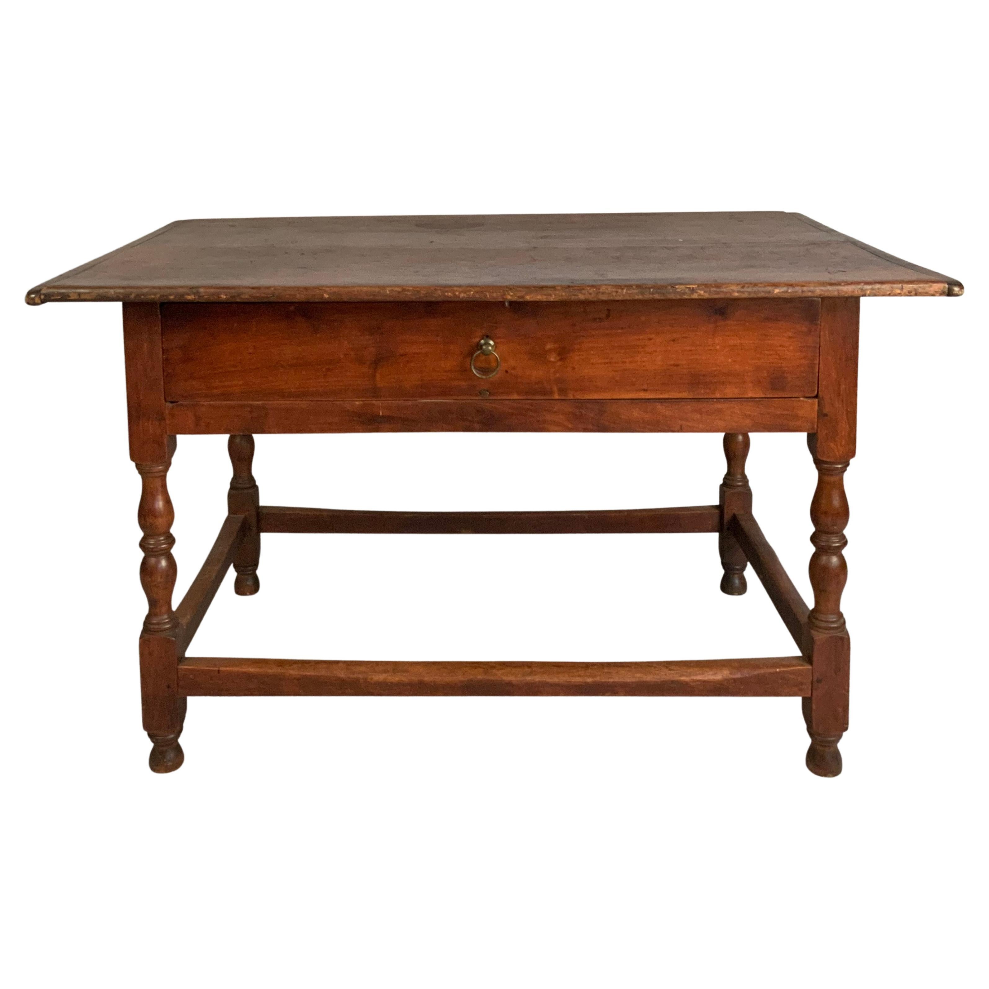 Ancienne table à un seul tiroir du 19e siècle - Pied de lampe