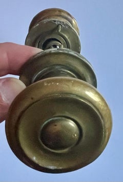 Antique 19th Century Small Size Brass Door Knobs - a Pair