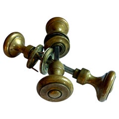 Antique 19th Century Small Size Brass Door Knobs - a Pair