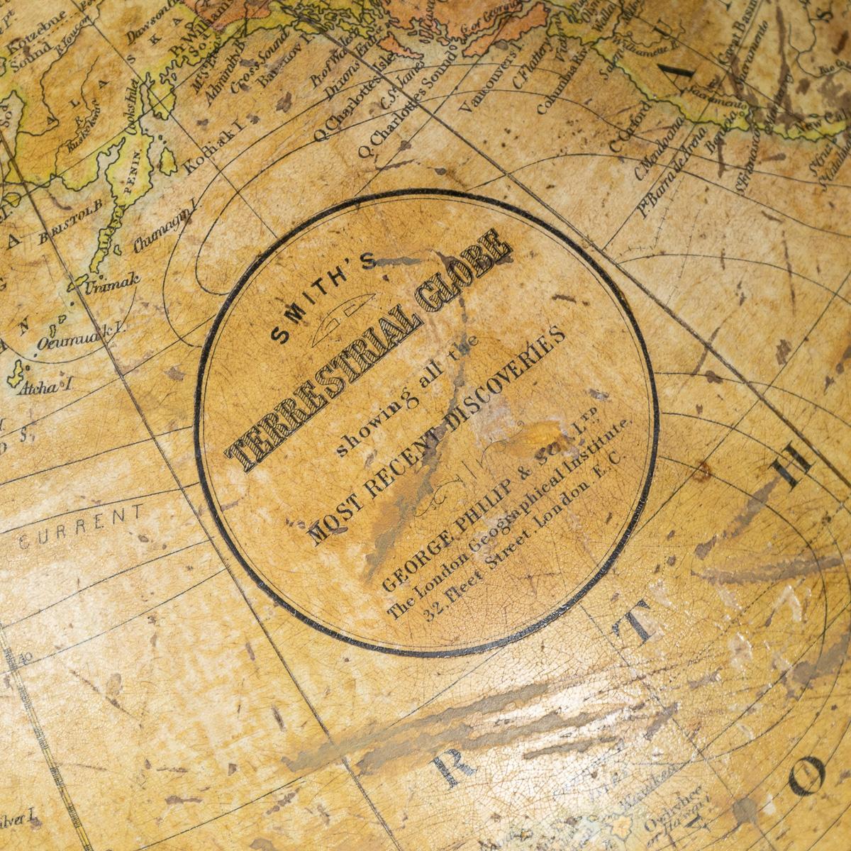 Antico Globo Terrestre Smith del XIX secolo di George Philip & Son Ltd c.C. 1890 in vendita 7