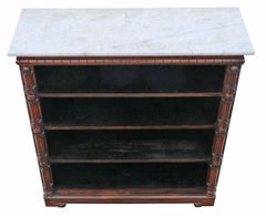 Antique 19th Century Rosewood Adjustable Bookcase with Marble Top