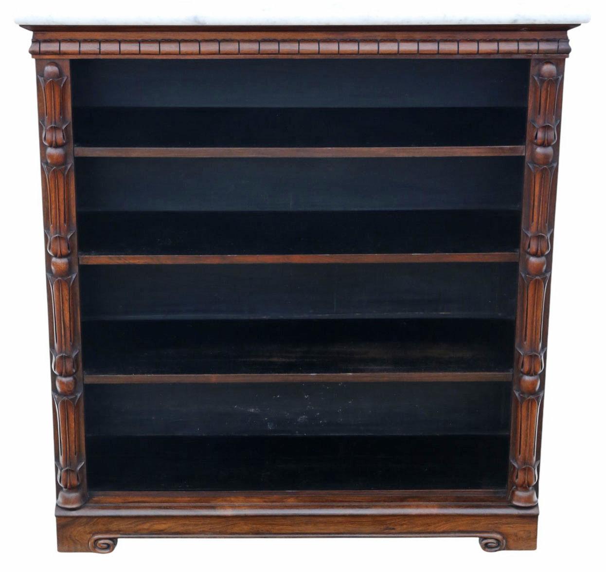 Britannico Antica libreria regolabile in legno dolce del XIX secolo con piano in marmo in vendita