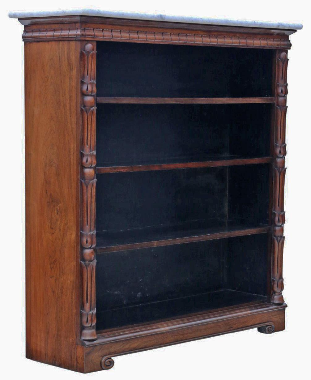 Legno Antica libreria regolabile in legno dolce del XIX secolo con piano in marmo in vendita