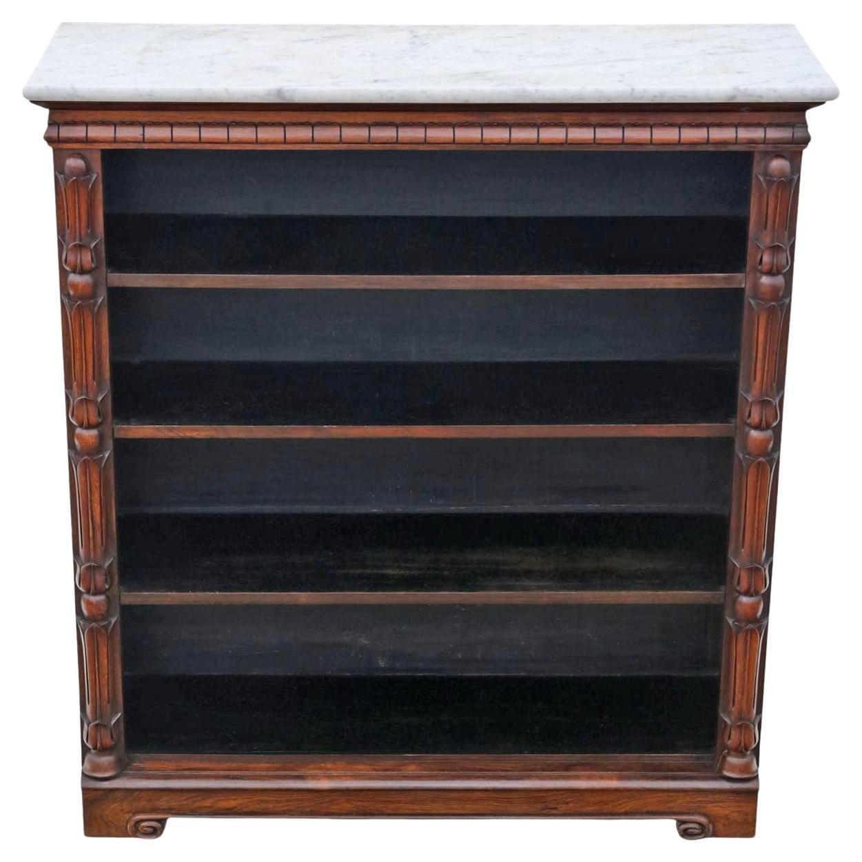 Antica libreria regolabile in legno dolce del XIX secolo con piano in marmo