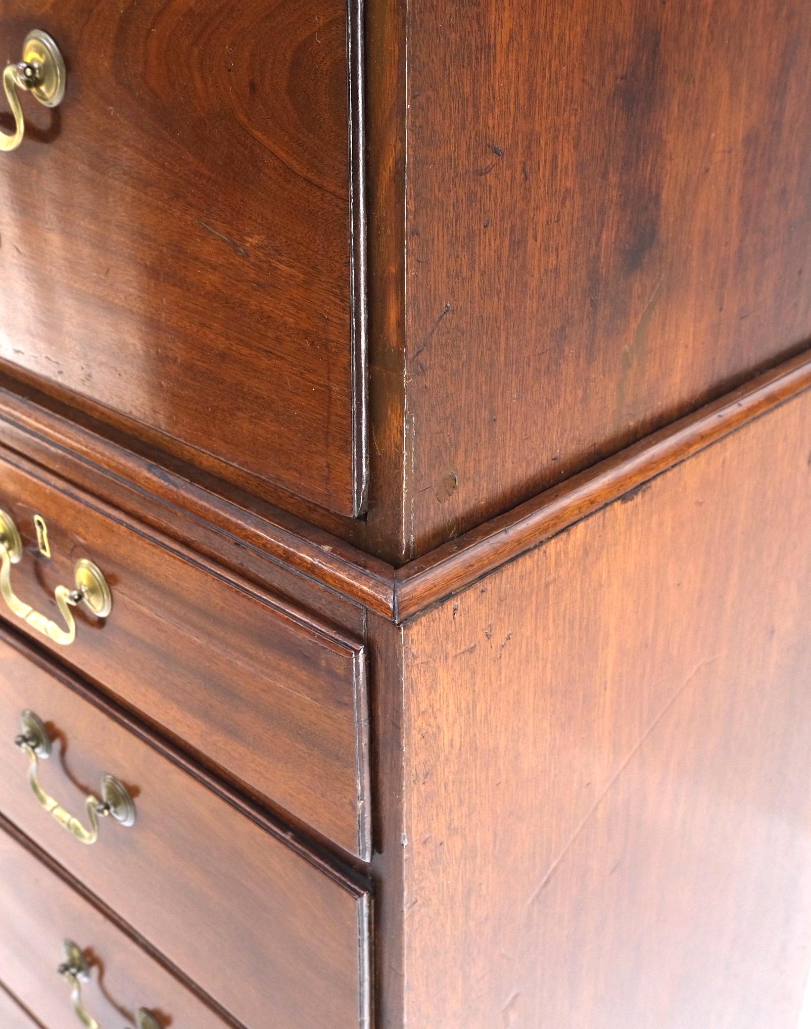 Antique 19th Century Solid Mahogany Chest on Chest Two Part Cabinet Tallboy Mint For Sale 3