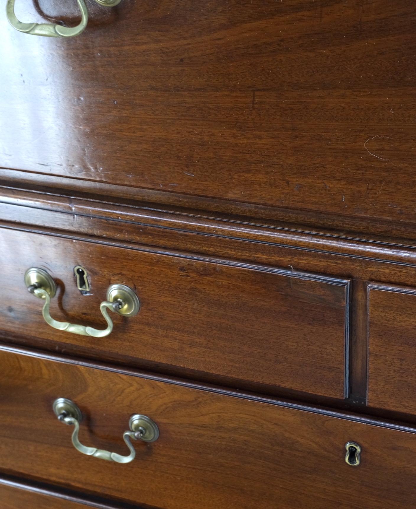 Antique 19th Century Solid Mahogany Chest on Chest Two Part Cabinet Tallboy Mint For Sale 2
