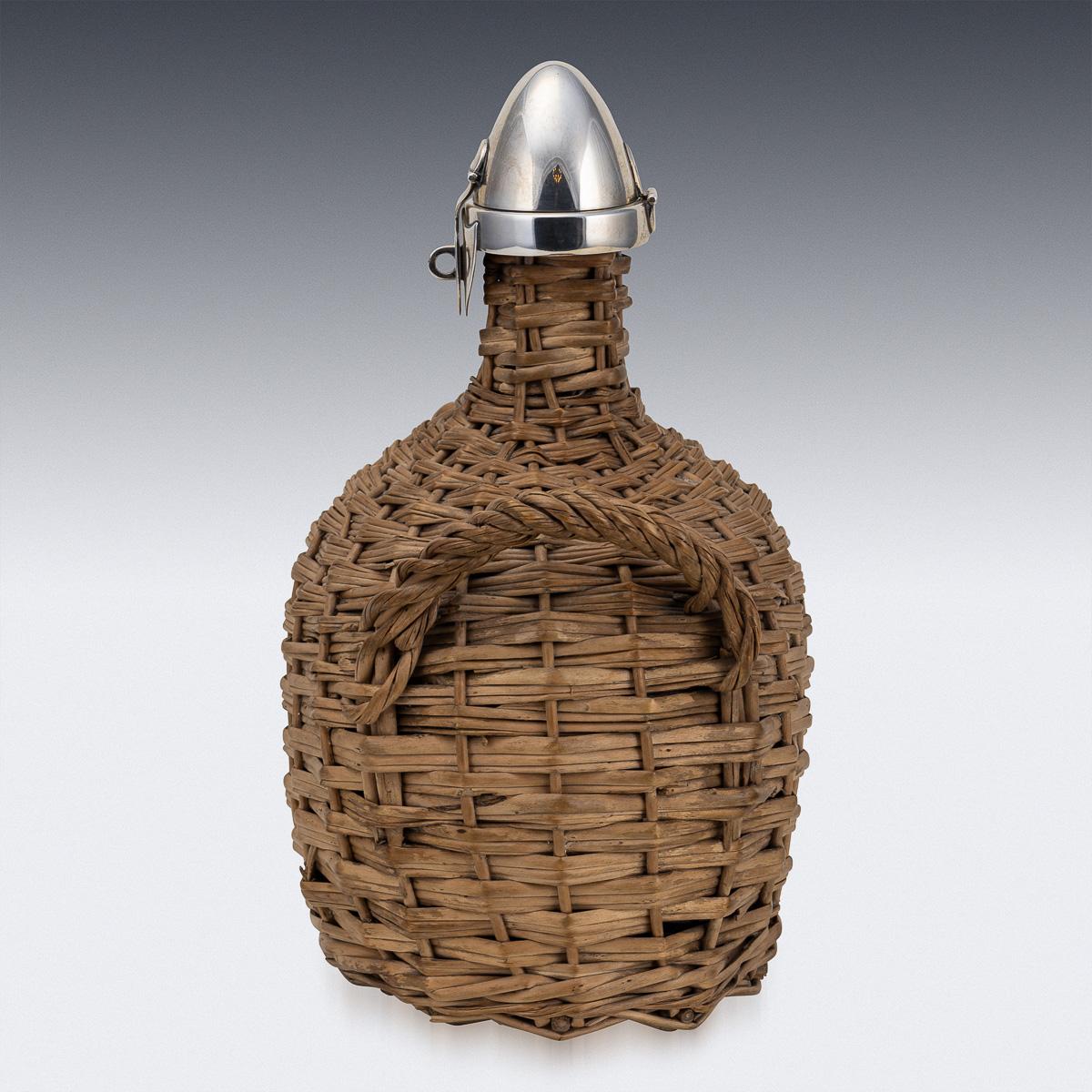 Britannico Antico decanter in argento massiccio e cesto di vimini del XIX secolo, Hukin and Heath c.1895 in vendita