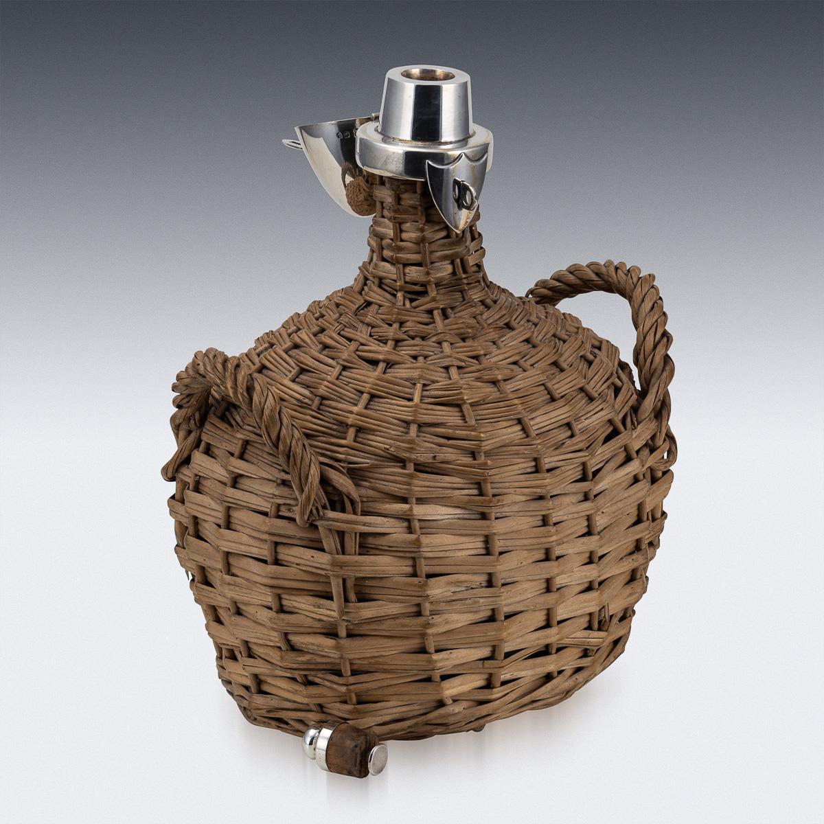 Antico decanter in argento massiccio e cesto di vimini del XIX secolo, Hukin and Heath c.1895 in vendita 1