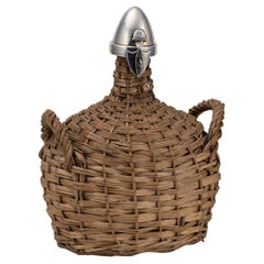 Antique 19th Century Solid Silver & Wicker Basket Decanter, Hukin & Heath c.1895