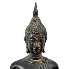 Antique 19th Century Southeast Asian Cast Bronze Buddha Statue Sculpture 1800