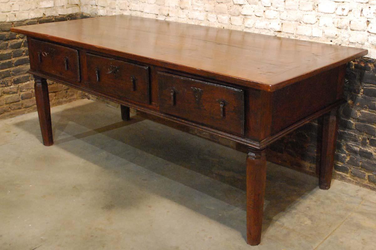 Antique 19th Century Spanish Chestnut Console or Serving Table 1