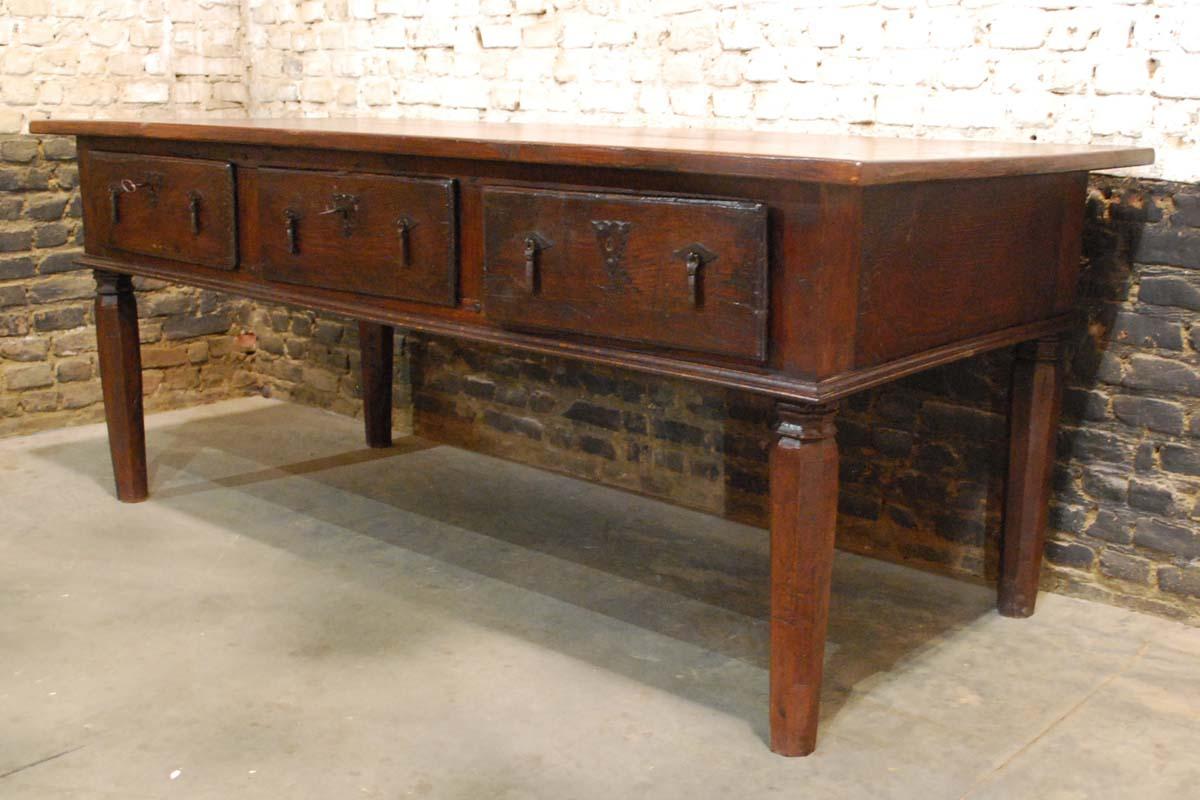 Antique 19th Century Spanish Chestnut Console or Serving Table 2