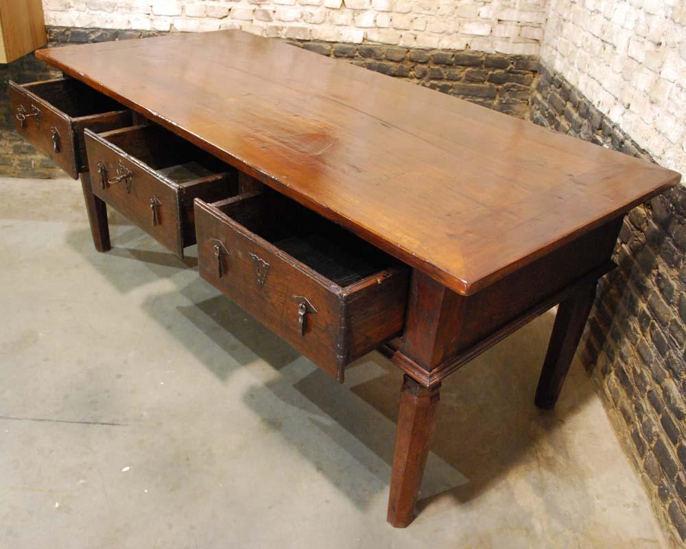 Antique 19th Century Spanish Chestnut Console or Serving Table 3