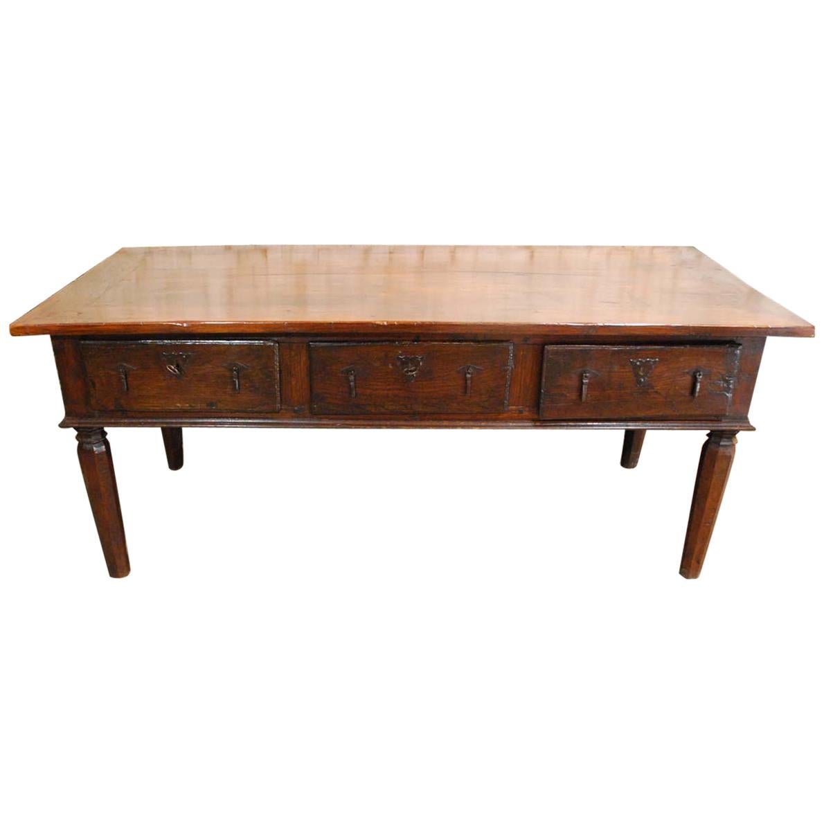Antique 19th Century Spanish Chestnut Console or Serving Table