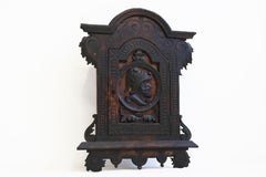Antique 19th Century Spanish Wall Cabinet with Knight Dark Patina Classical