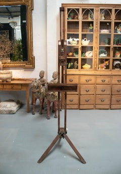 Antique 19th Century Spanish Wooden Trestle Table w/ Height Adjustment