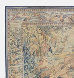 Antique 19th Century Square French Aubusson Mythological Tapestry