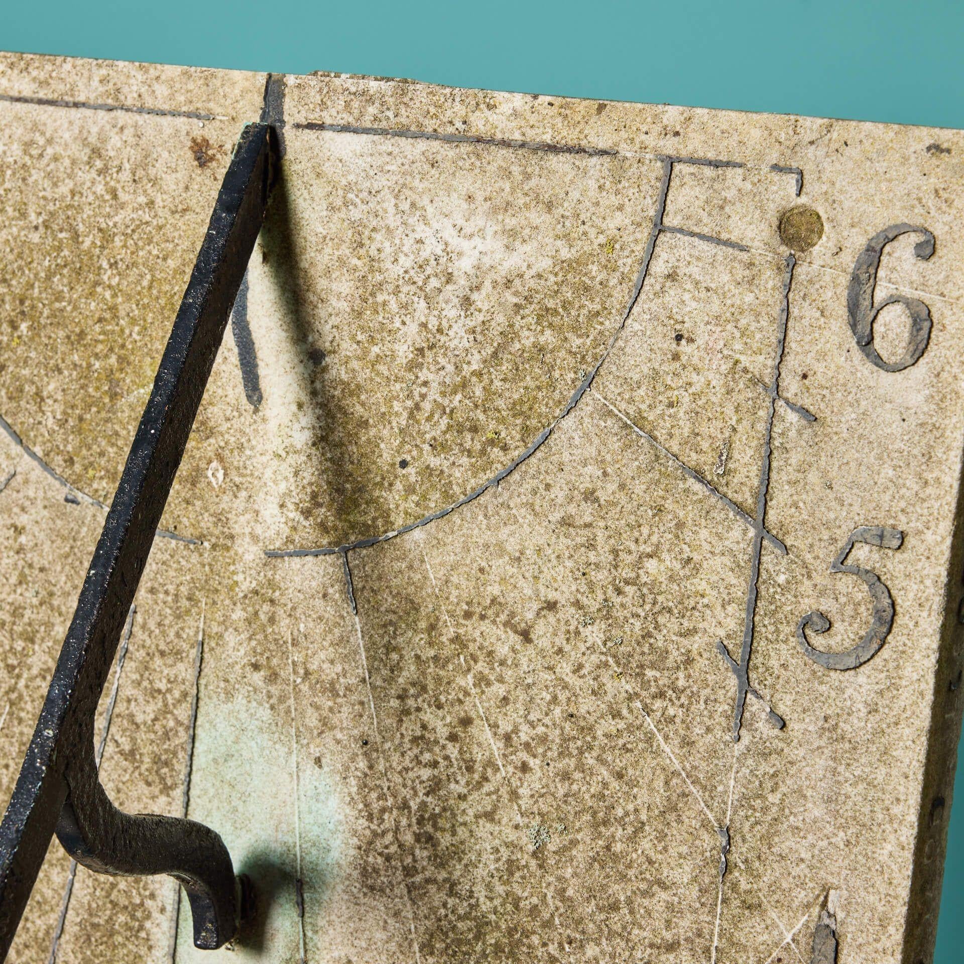 English Antique 19th Century Square Marble Sundial For Sale