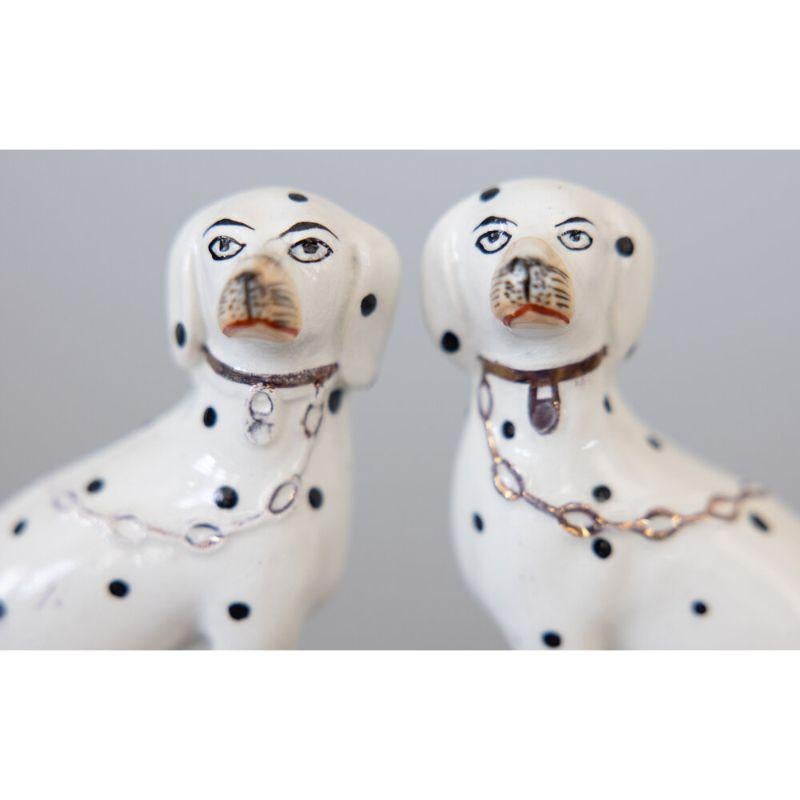 Hand-Painted Antique 19th-Century Staffordshire Dalmatian Dogs Figurines, a Pair
