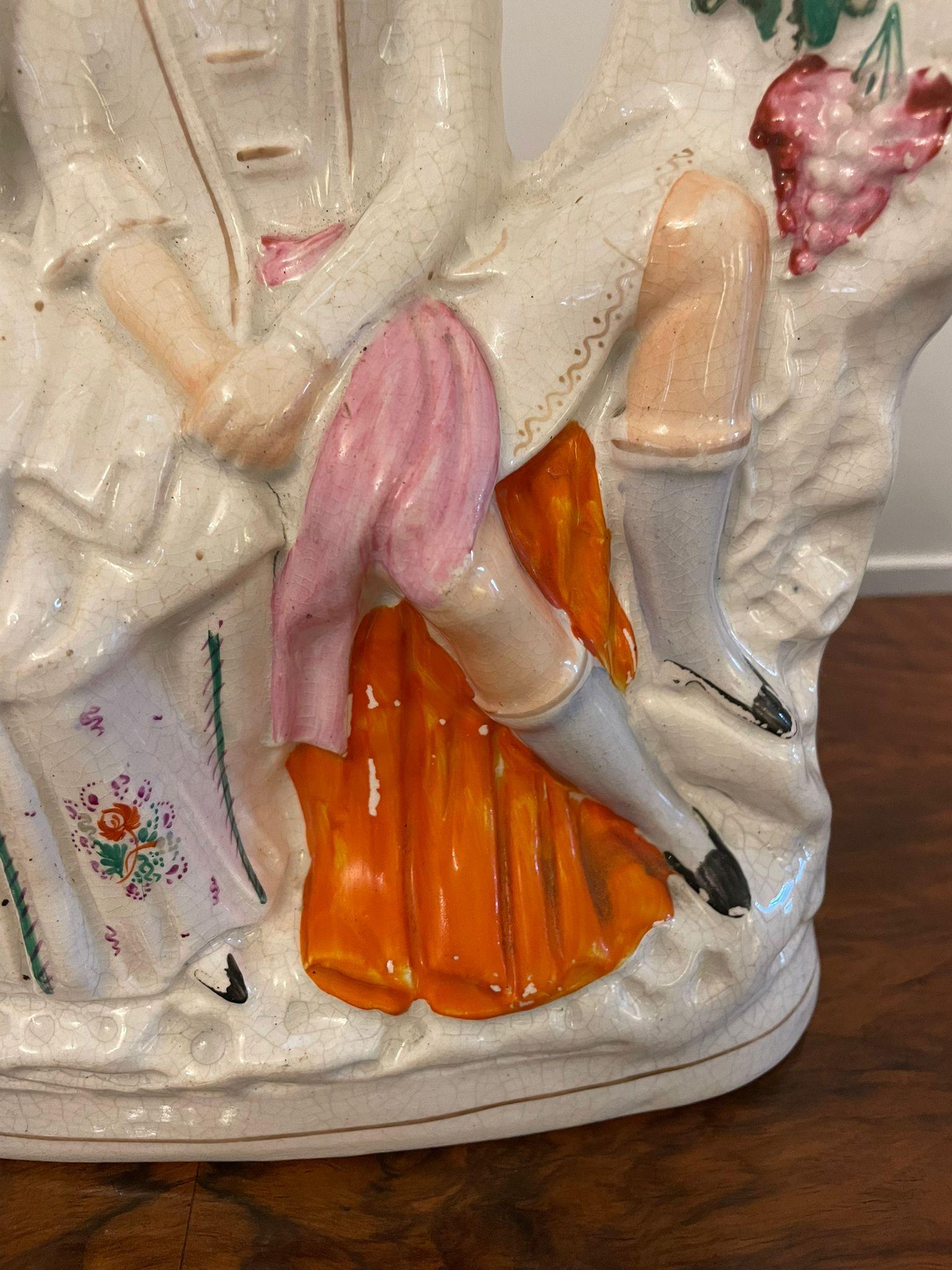 Antique 19th Century Staffordshire Flatback Figure of a Wedding Scene In Good Condition In Suffolk, GB