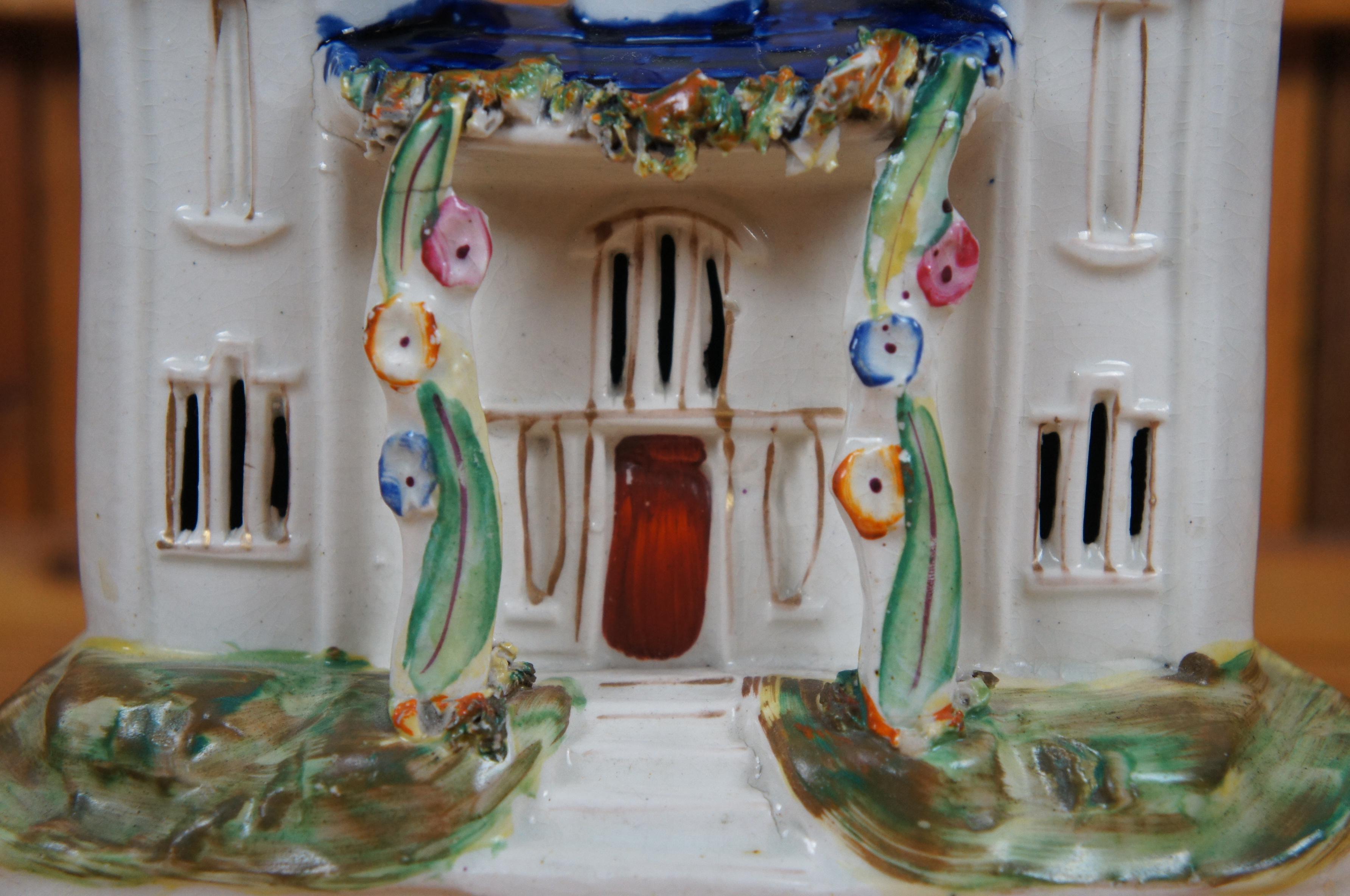 Antique 19th Century Staffordshire Porcelain Church Castle Manor House 7