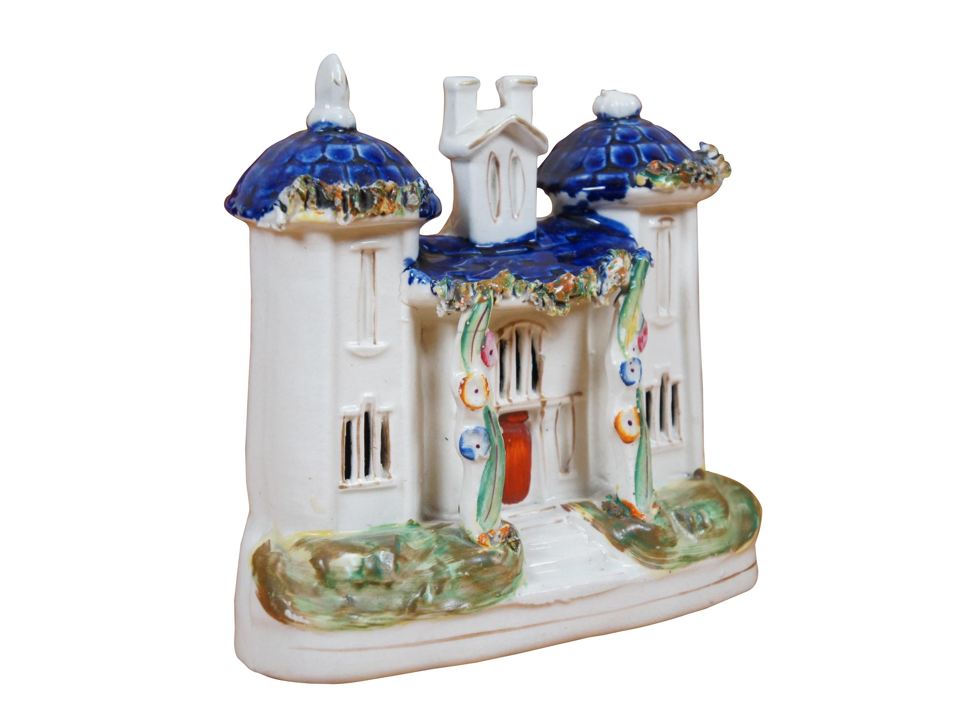 Victorian Antique 19th Century Staffordshire Porcelain Church Castle Manor House 7