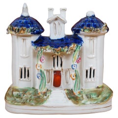 Antique 19th Century Staffordshire Porcelain Church Castle Manor House 7"