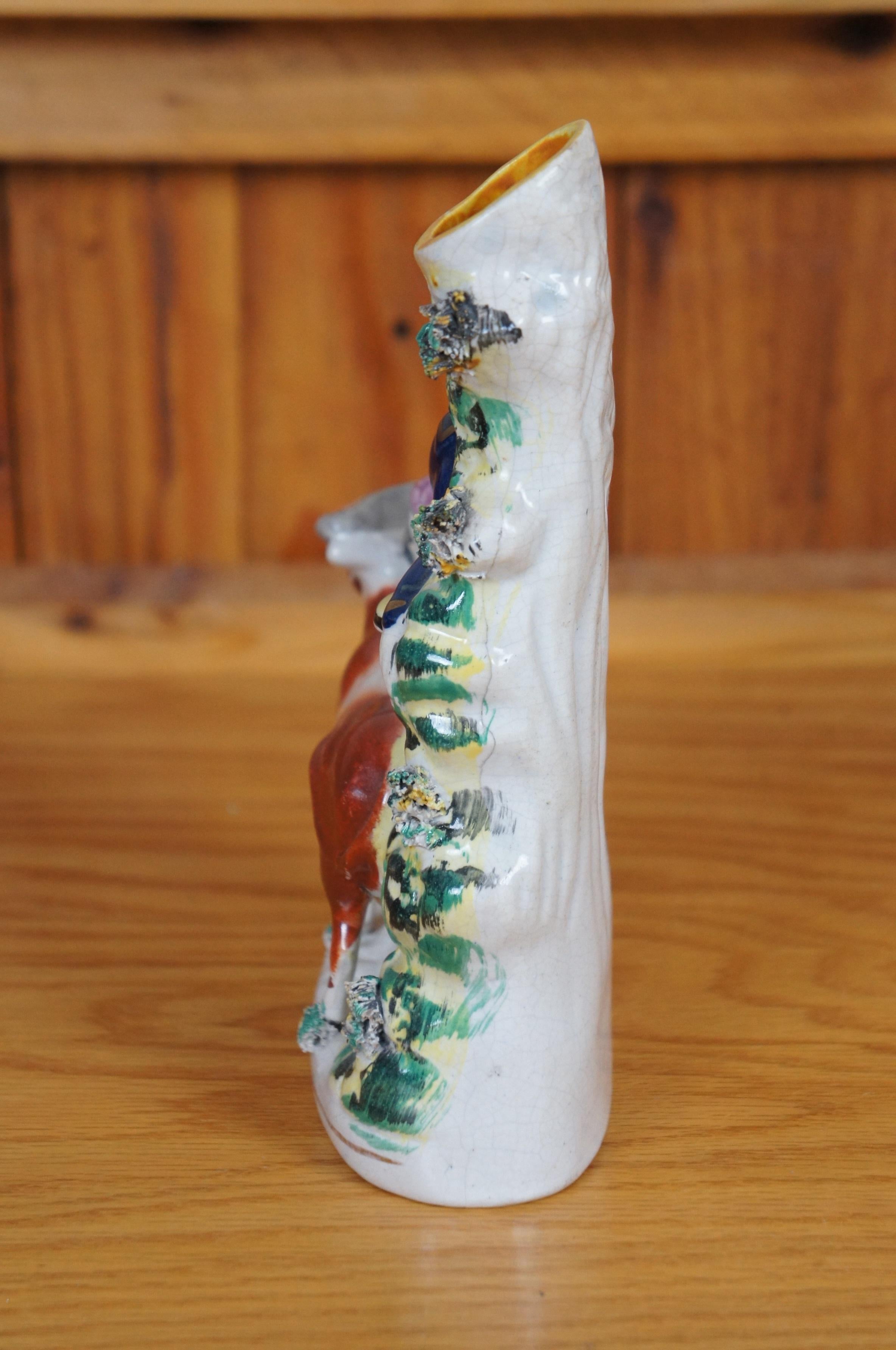 Antique 19th Century Staffordshire Porcelain Cow Shepherd Spill Vase 8
