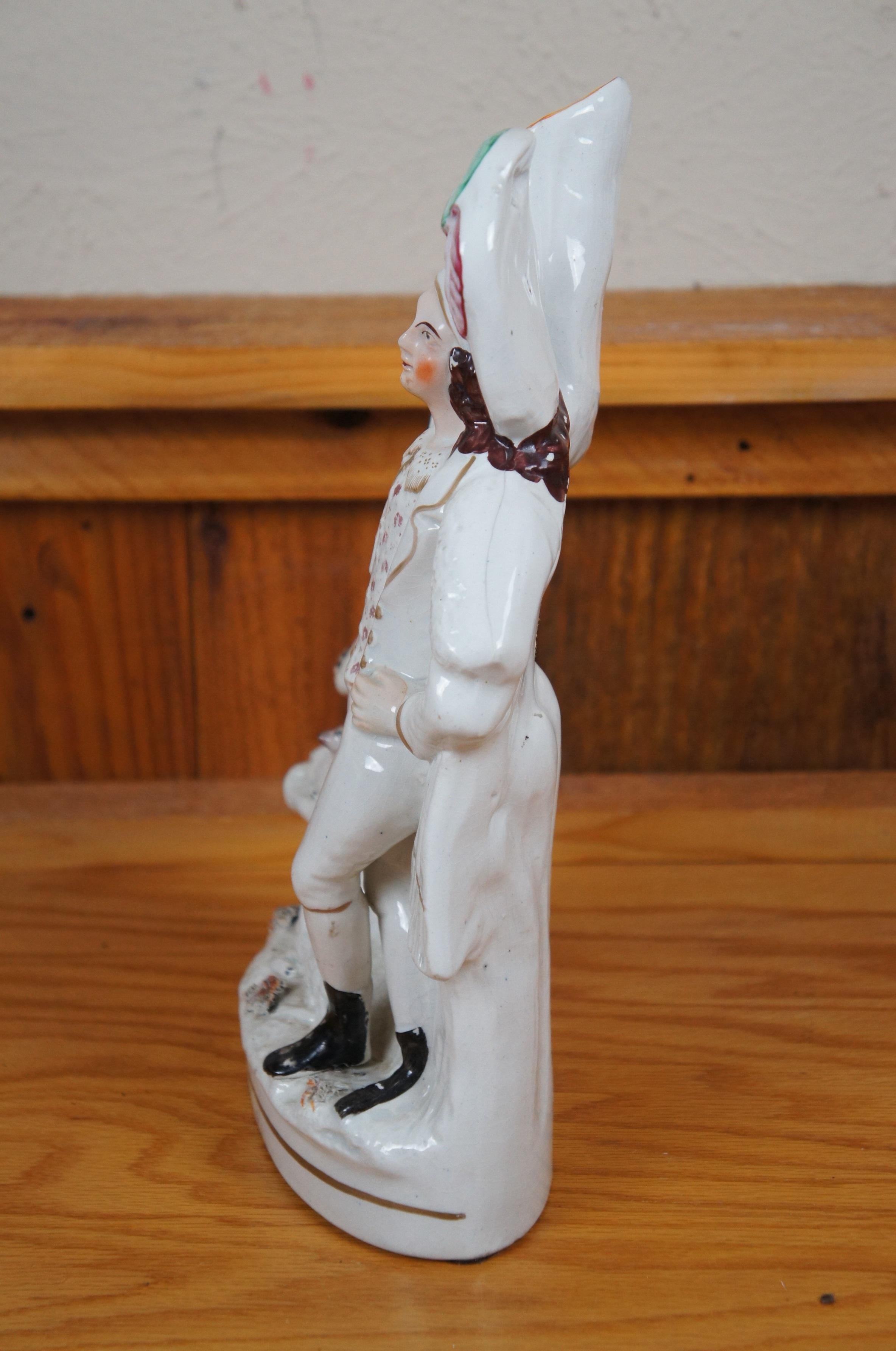 XIX secolo Antico vaso di porcellana dello Staffordshire del 19° secolo con pastore e agnelli, 13