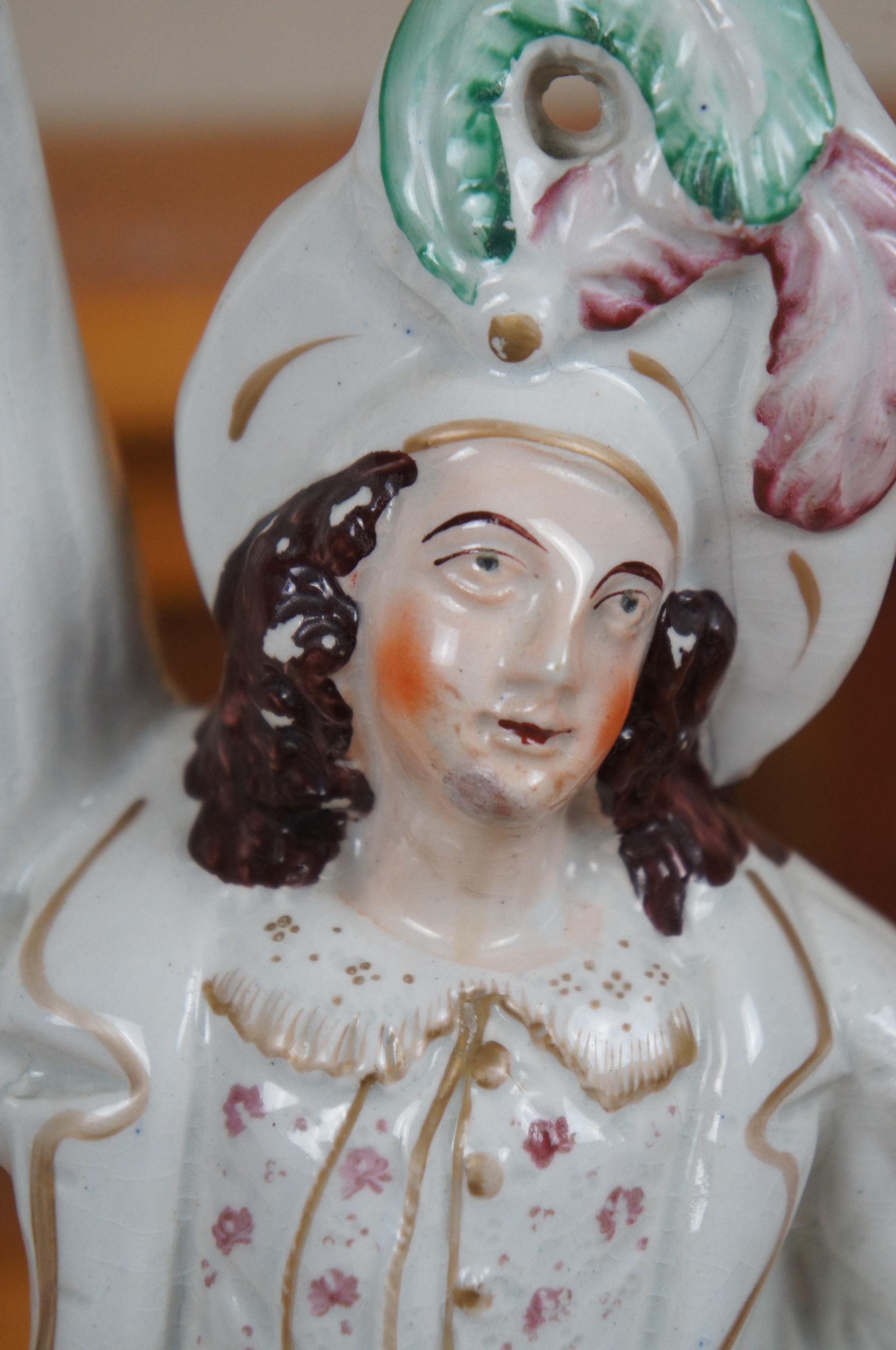 Antico vaso di porcellana dello Staffordshire del 19° secolo con pastore e agnelli, 13