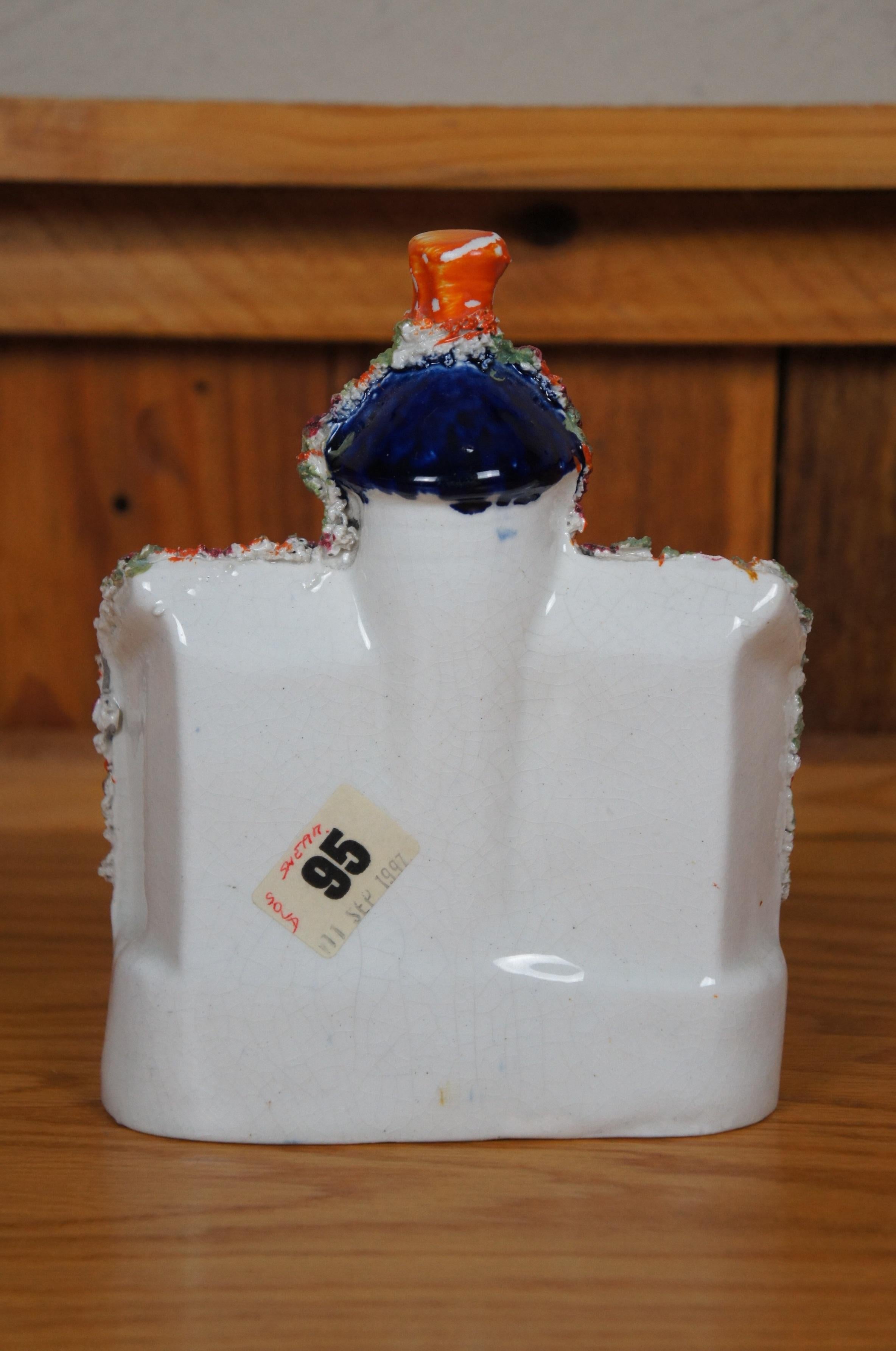 Antique 19th Century Staffordshire Porcelain Swan Manor House Figurine 8