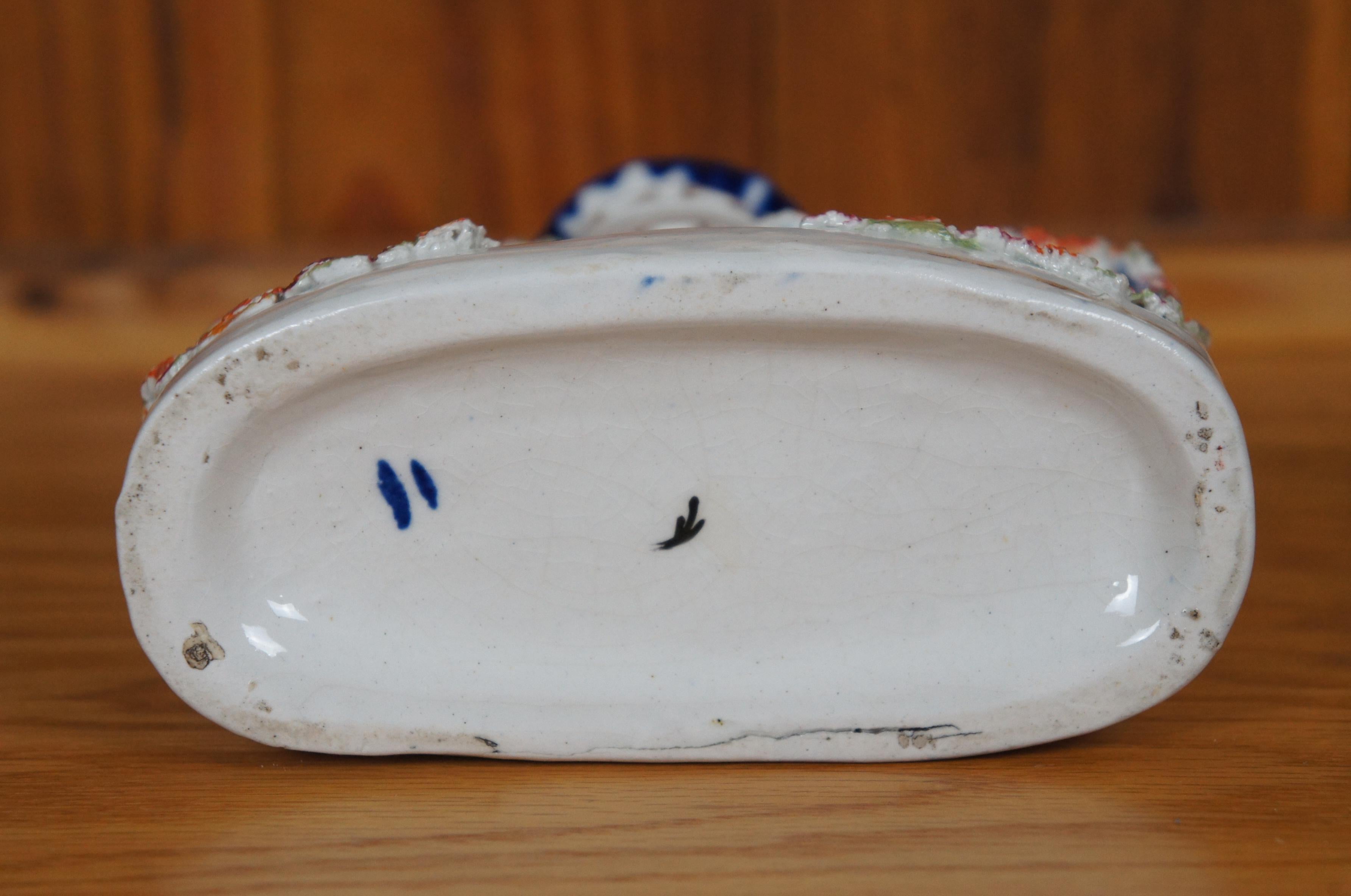 Antique 19th Century Staffordshire Porcelain Swan Manor House Figurine 8
