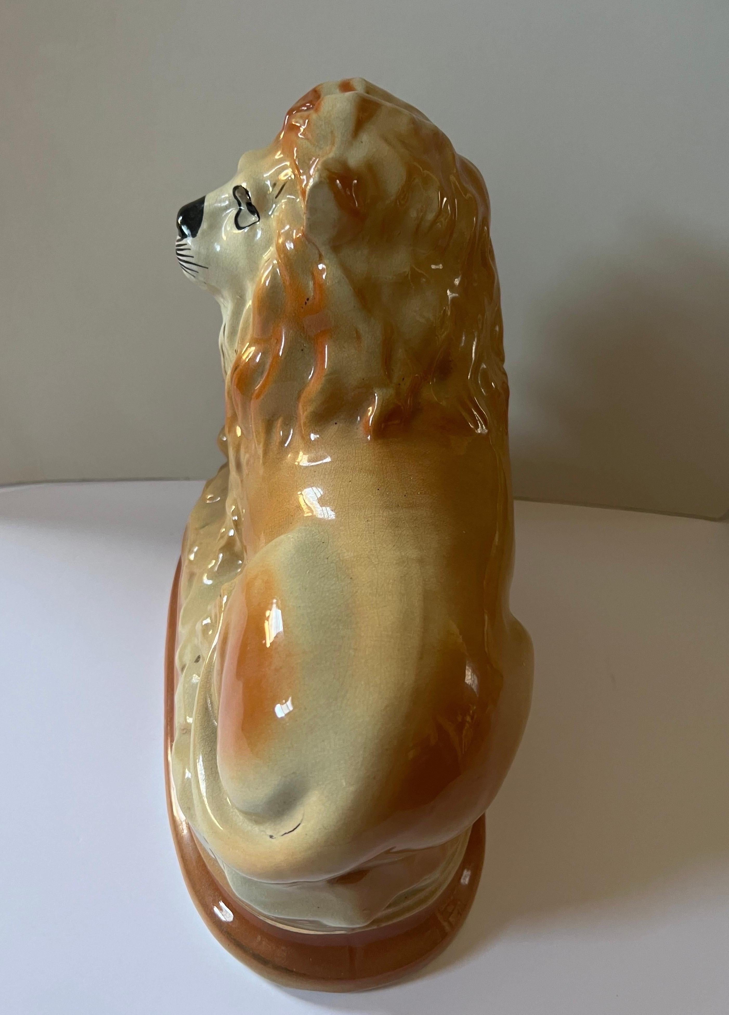 Ceramic Antique 19th Century Staffordshire Recumbent Lion