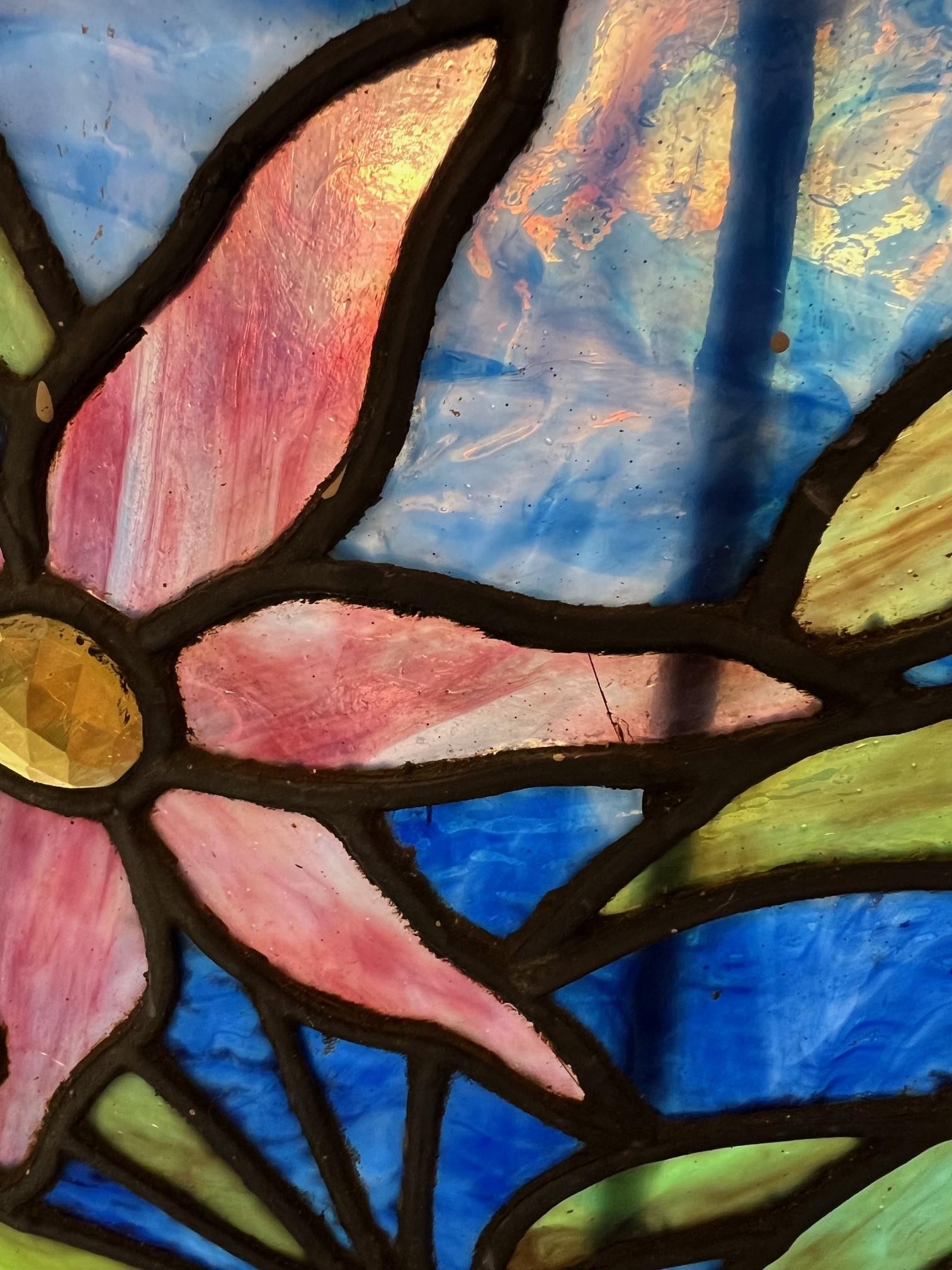 Antique 19th Century Stained Glass Transom Window For Sale 14