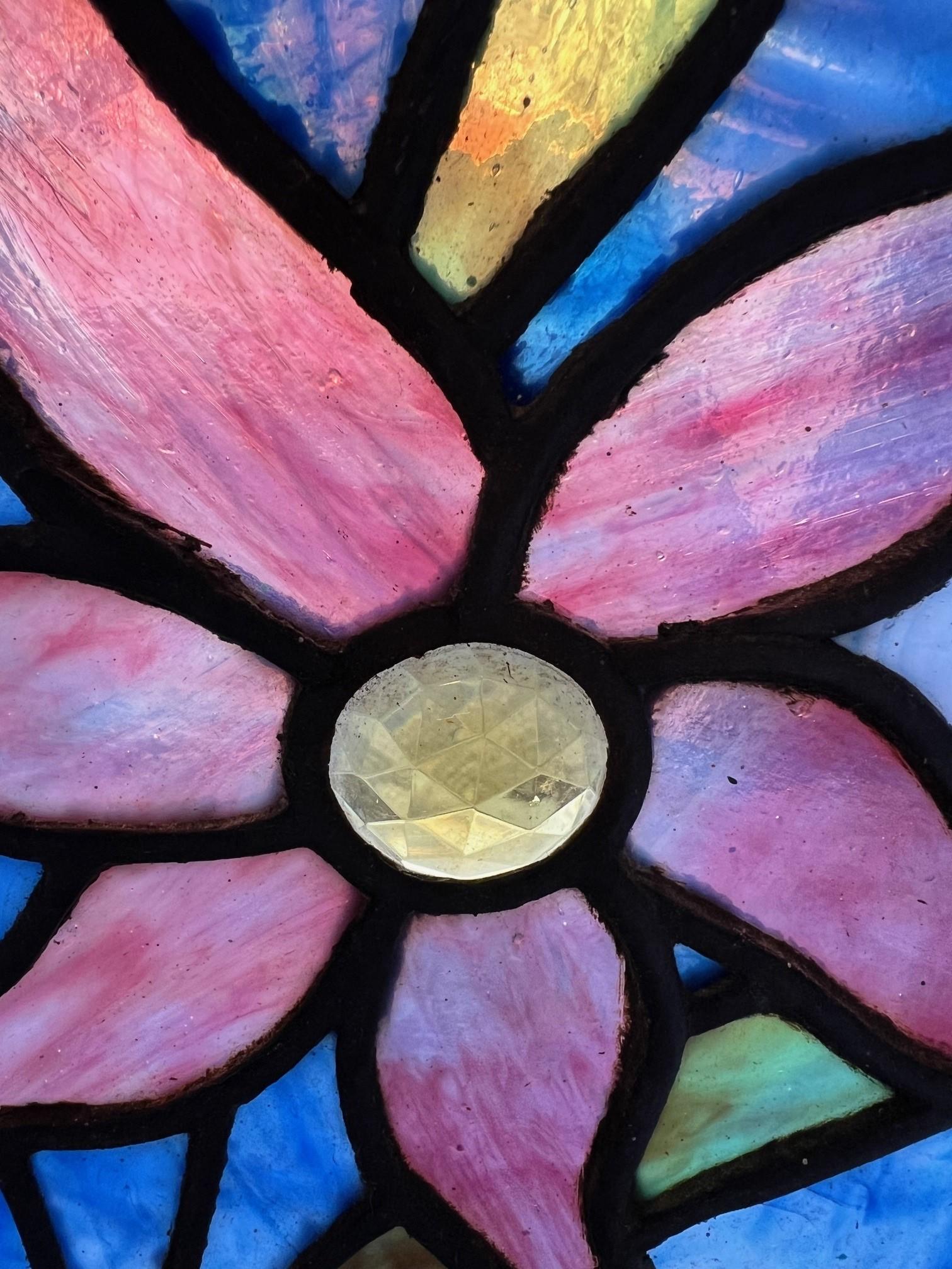 Antique 19th Century Stained Glass Transom Window For Sale 3