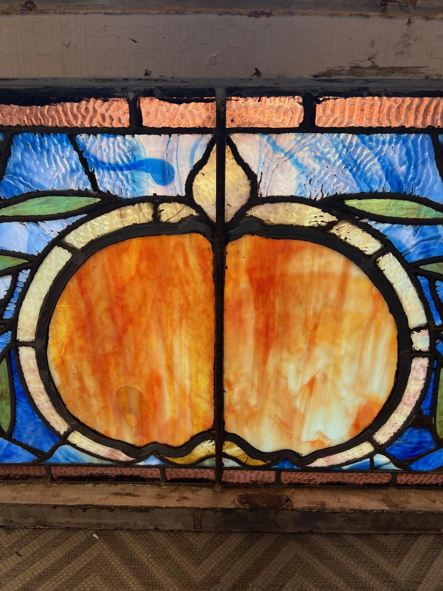 Antique 19th Century Stained Glass Transom Window For Sale 5