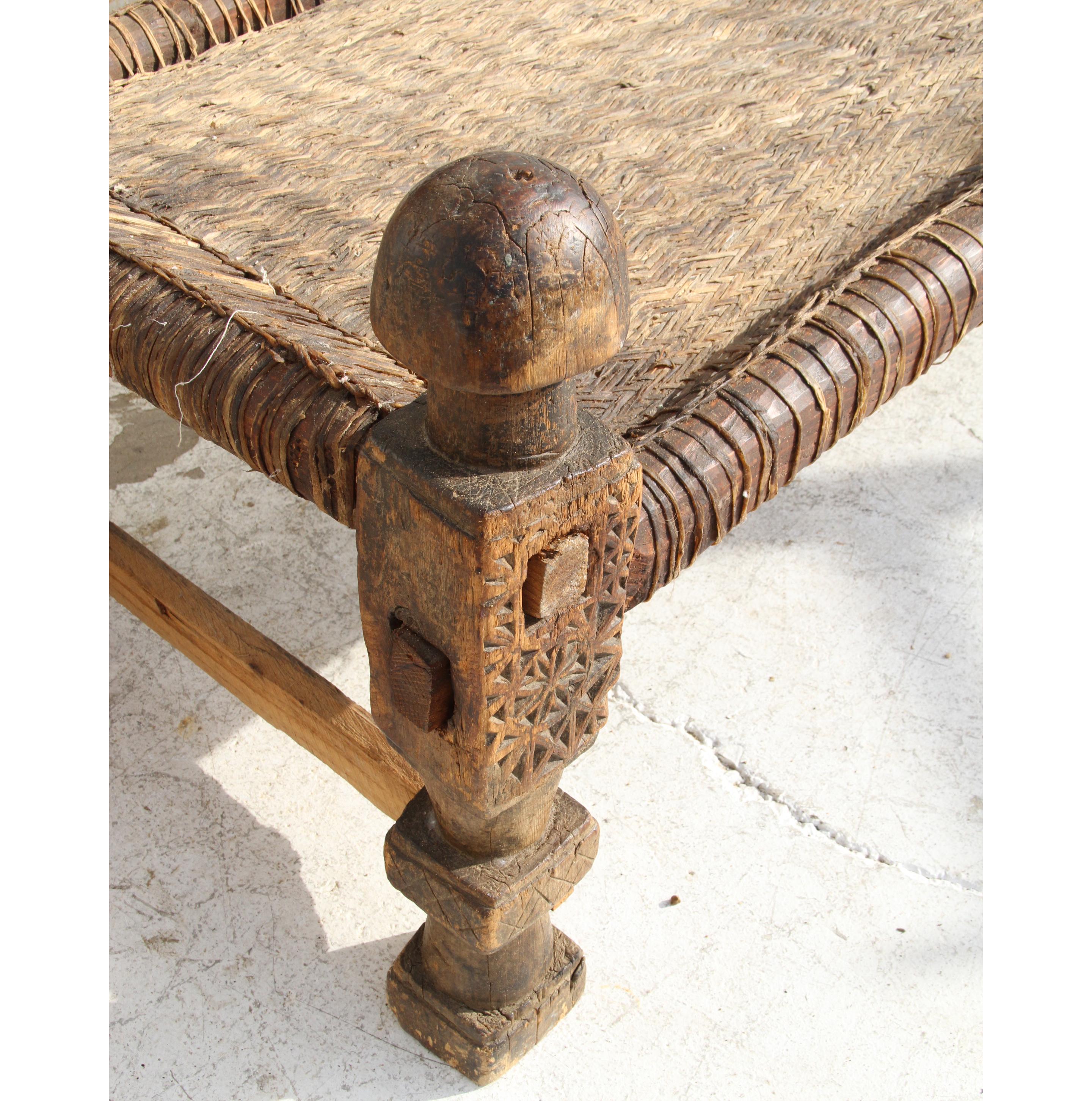  Antique 19th Century Swat Valley Charpoi Bench For Sale 5