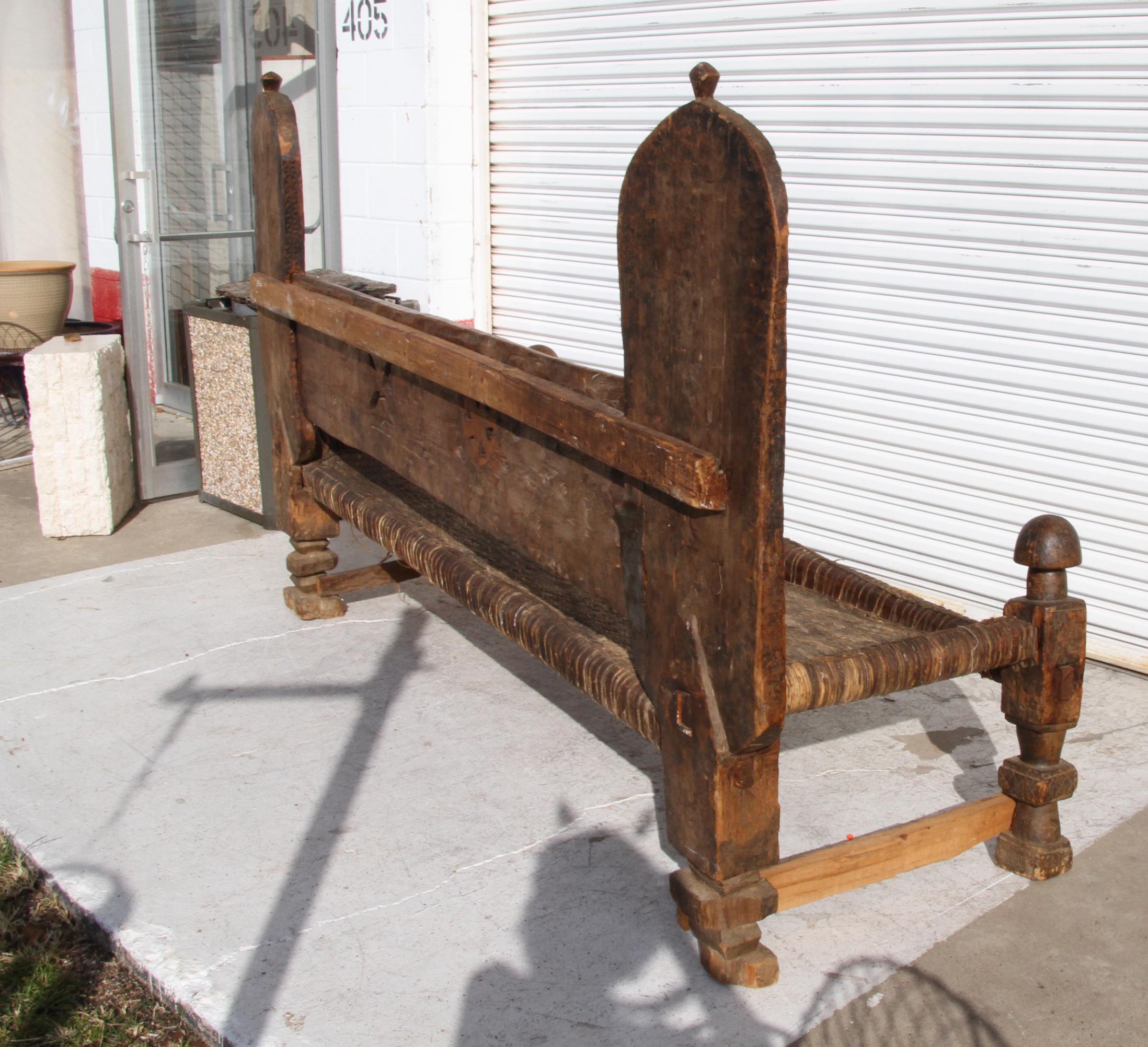 Chinoiserie  Antique 19th Century Swat Valley Charpoi Bench For Sale