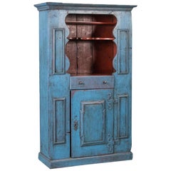 Antique 19th Century Swedish Country Cabinet Painted Blue