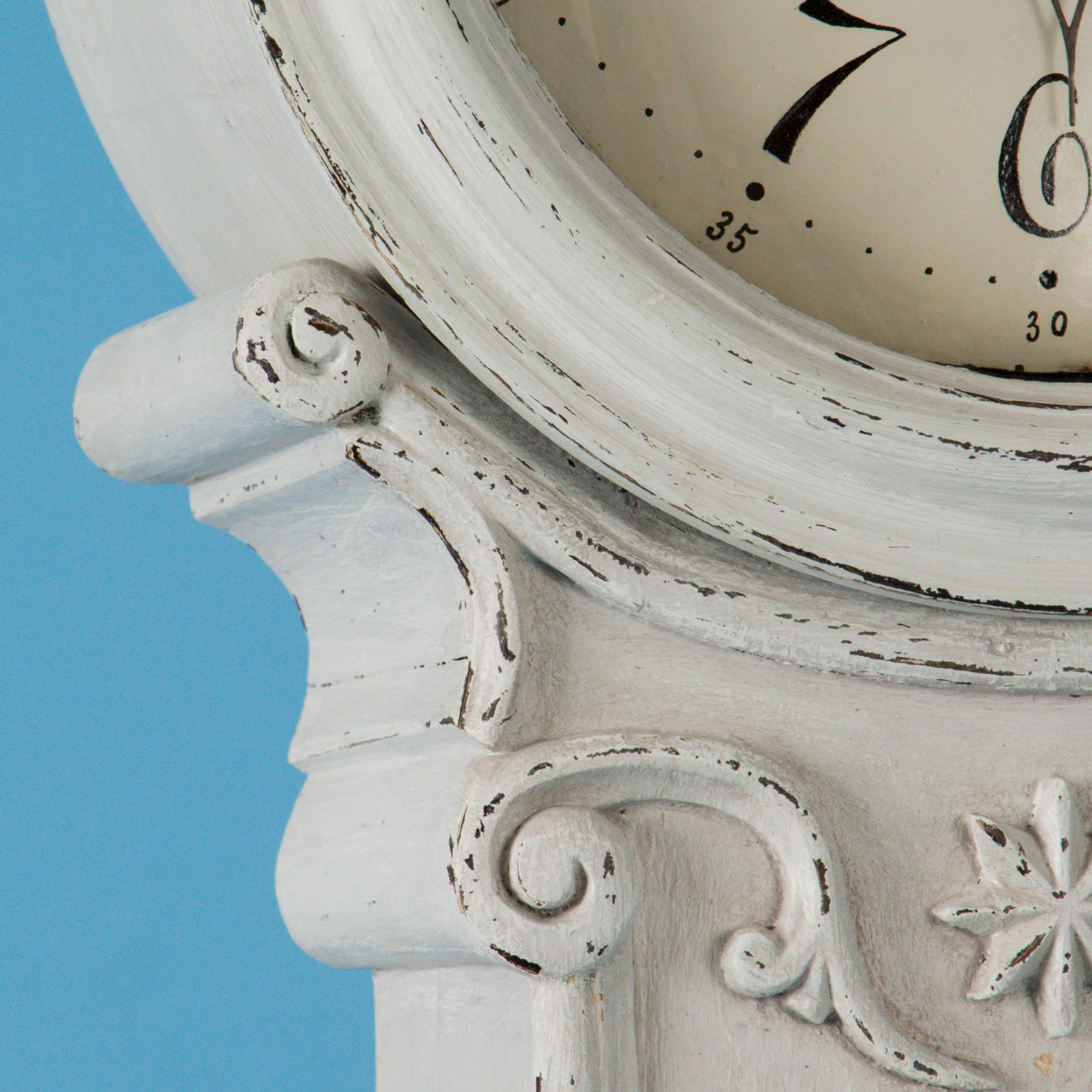 Antique 19th Century Swedish Mora Clock Painted White 1