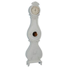 Antique 19th Century Swedish Mora Clock Painted White