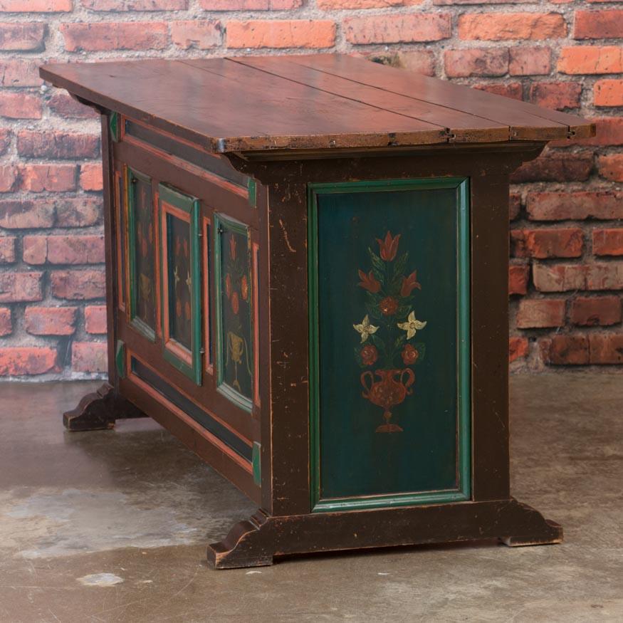 Antique 19th Century Swedish Sideboard with Original Folk Art Paint 1