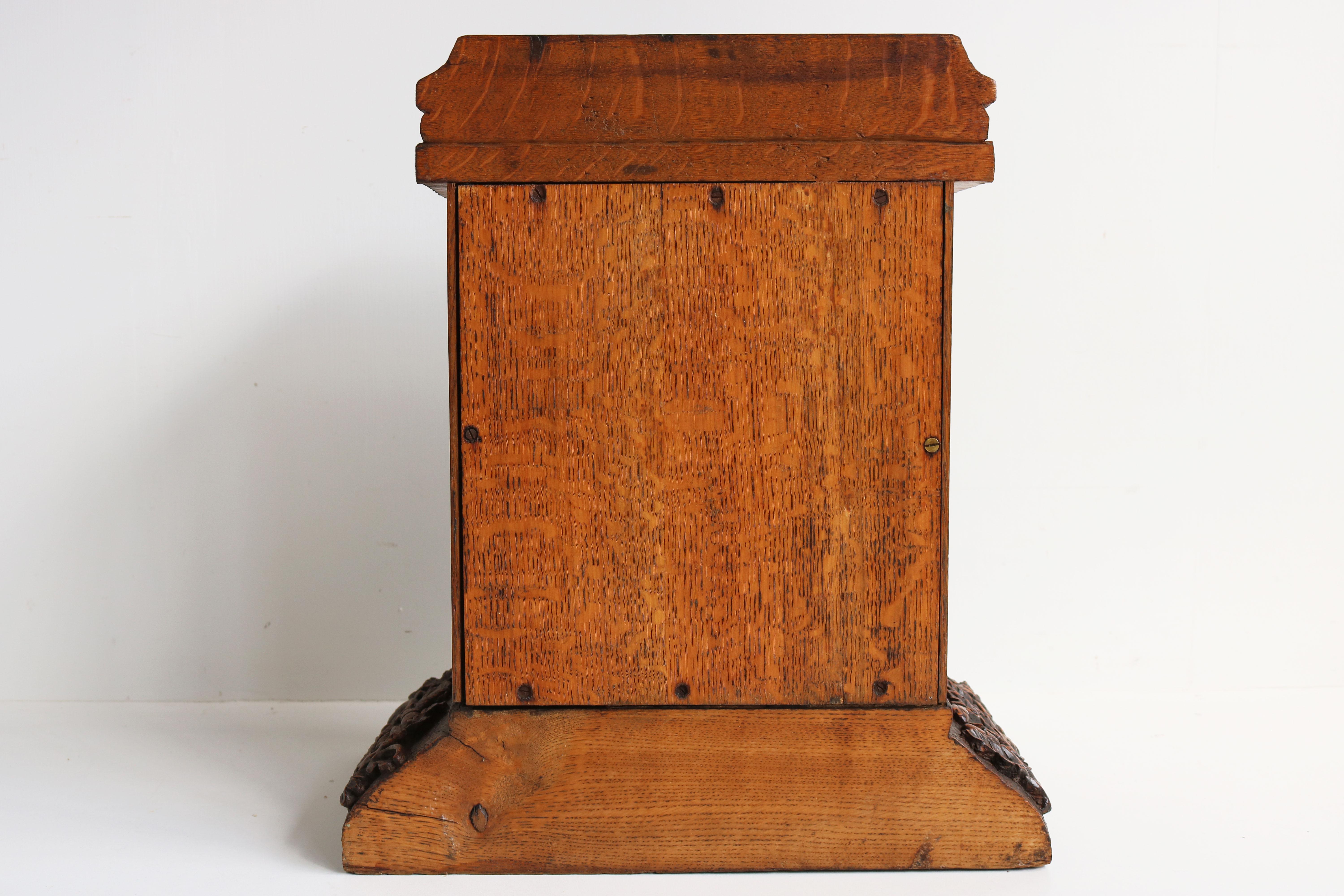 Antique 19th Century Swiss Black Forest Hanging Cabinet / Small Cabinet Oak Bird For Sale 8