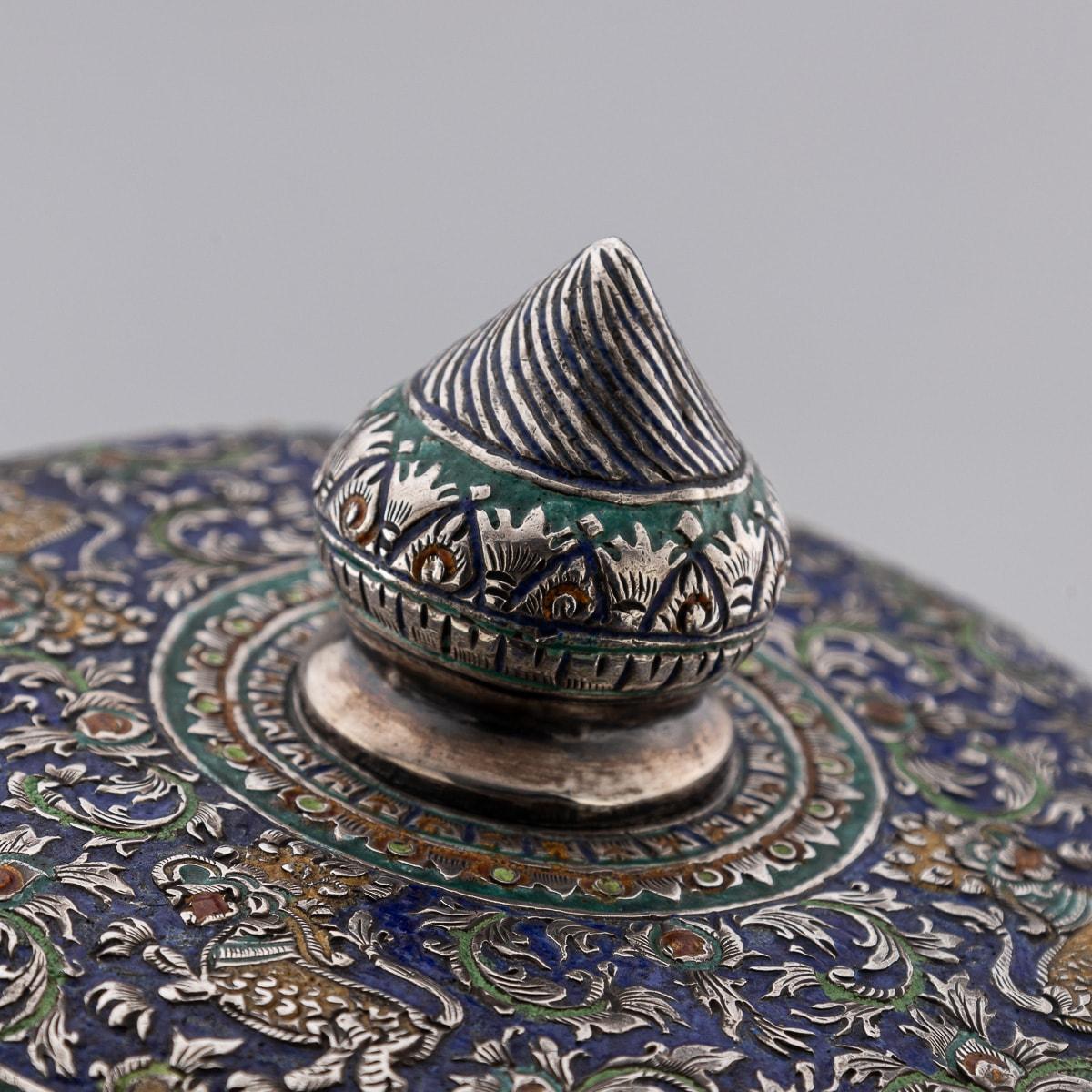 Antike 19. Jahrhundert Thai massivem Silber & Emaille bedeckt Schüssel & Stand c.1880 6