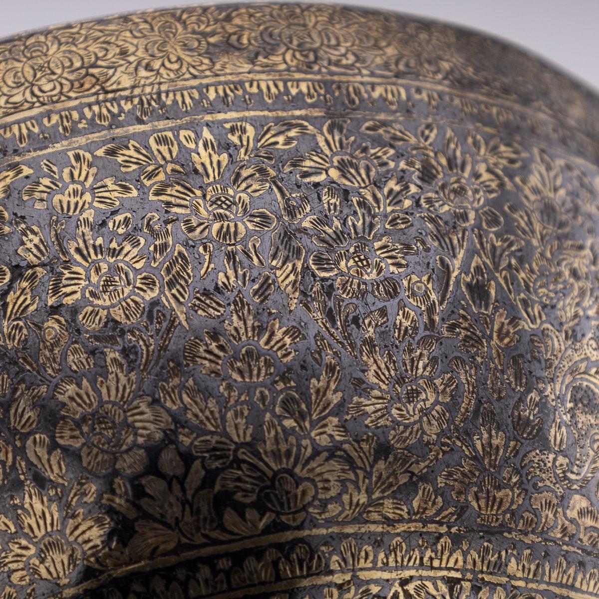 Antique 19th Century Thai Solid Silver-Gilt Niello Enamel Bowl, Siam c.1800 For Sale 7
