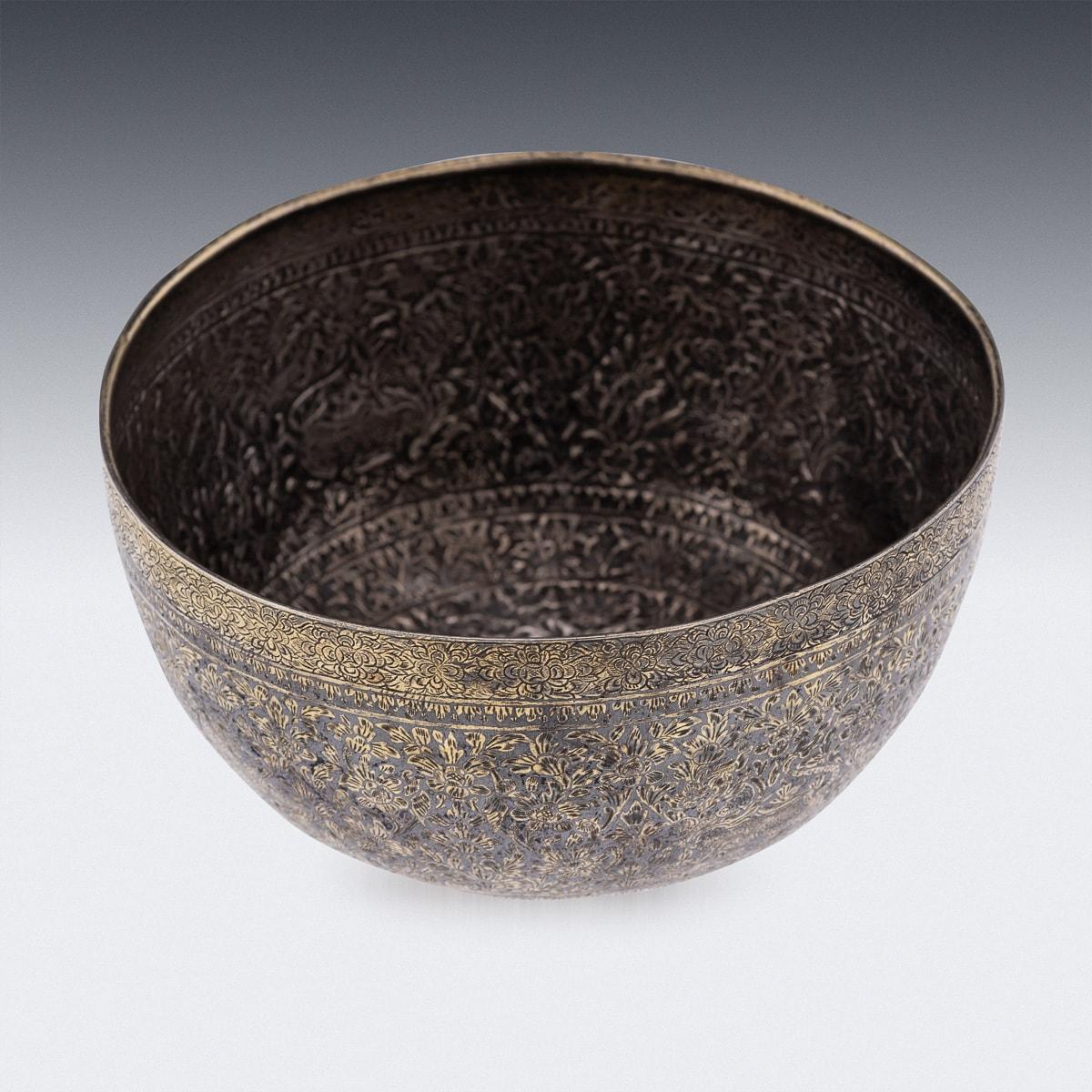 Other Antique 19th Century Thai Solid Silver-Gilt Niello Enamel Bowl, Siam c.1800 For Sale