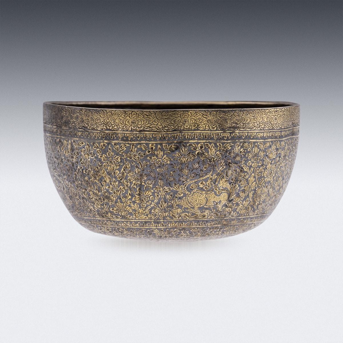 Other Antique 19th Century Thai Solid Silver-Gilt Niello Enamel Bowl, Siam c.1800 For Sale