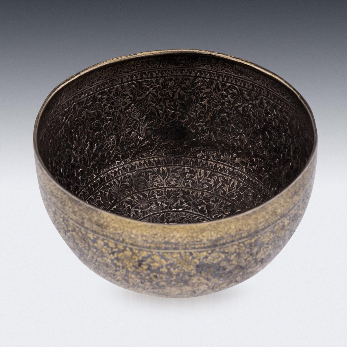 Antique 19th Century Thai Solid Silver-Gilt Niello Enamel Bowl, Siam c.1800 For Sale 2