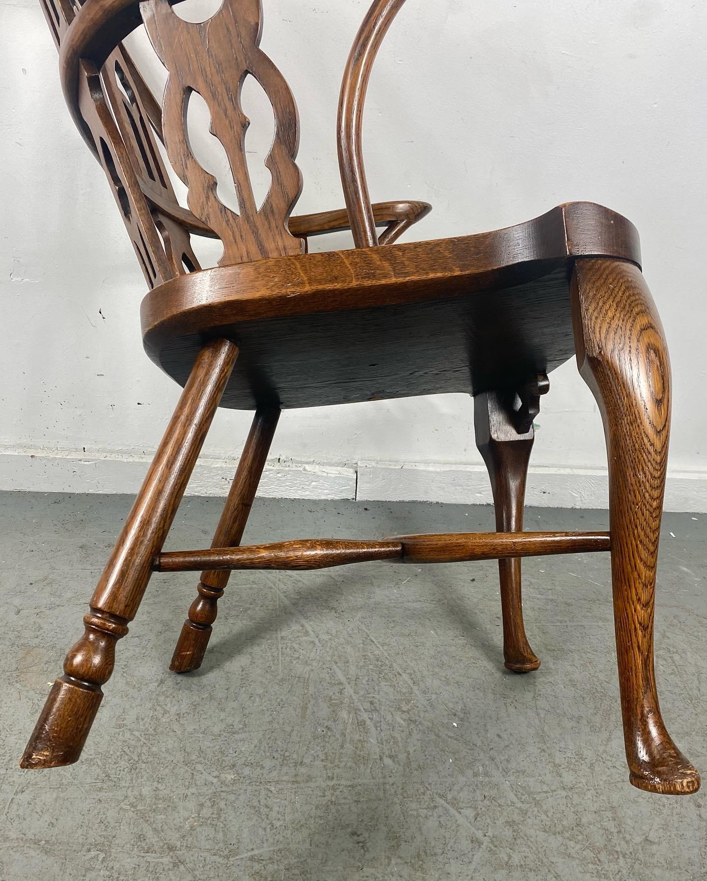 Hand-Carved Antique 19th Century Thames Valley English Gothic Windsor Chair For Sale
