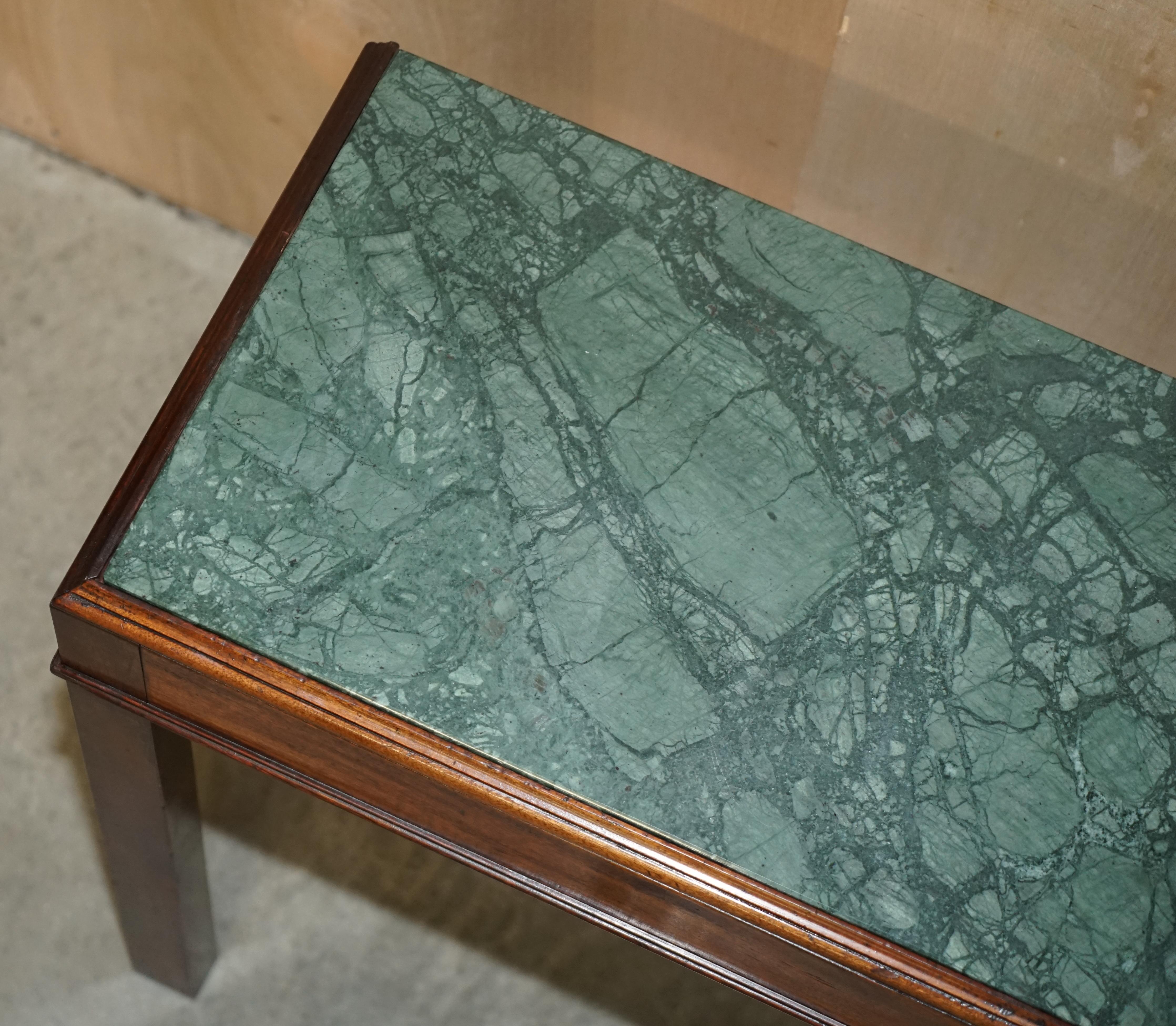 Antique 19th Century Thomas Chippendale Style Green Marble Top Console Table 3